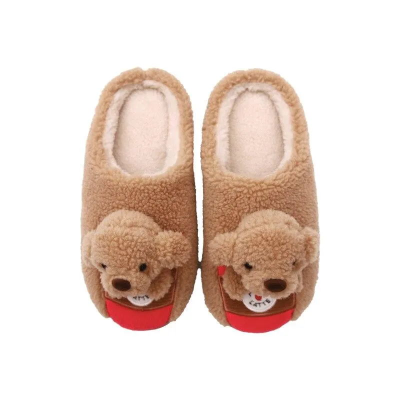 Winter Warm Couple Unisex Thick Soft Bottom Non-slip Cartoon House Slippers