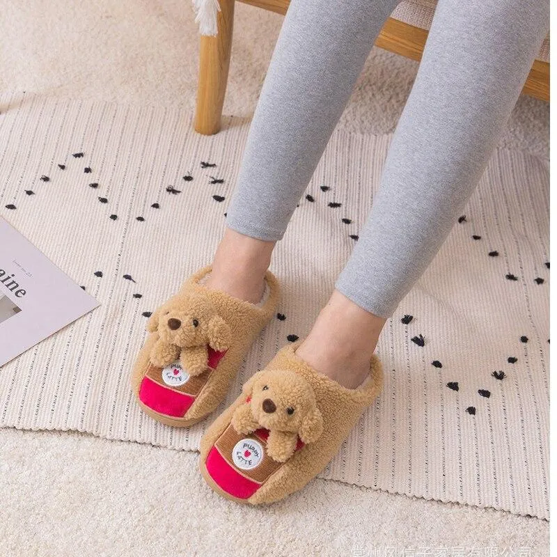 Winter Warm Couple Unisex Thick Soft Bottom Non-slip Cartoon House Slippers