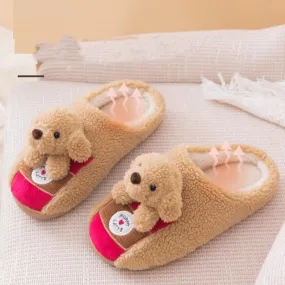 Winter Warm Couple Unisex Thick Soft Bottom Non-slip Cartoon House Slippers