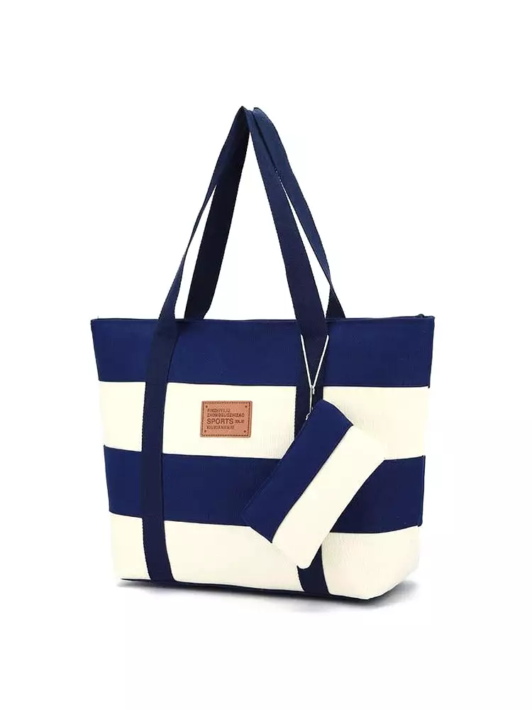 Women Canvas Nautical Beach Bags Fashion Large Handbags Female Shoulder Bag