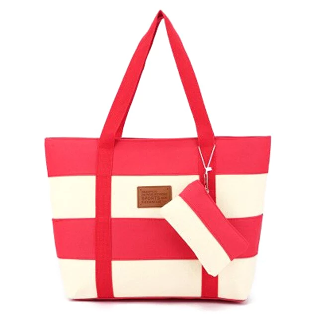 Women Canvas Nautical Beach Bags Fashion Large Handbags Female Shoulder Bag