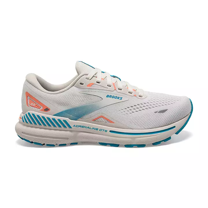 Women's Brooks Adrenaline GTS 23, Coconut/Papaya/Blue, 10 B Medium