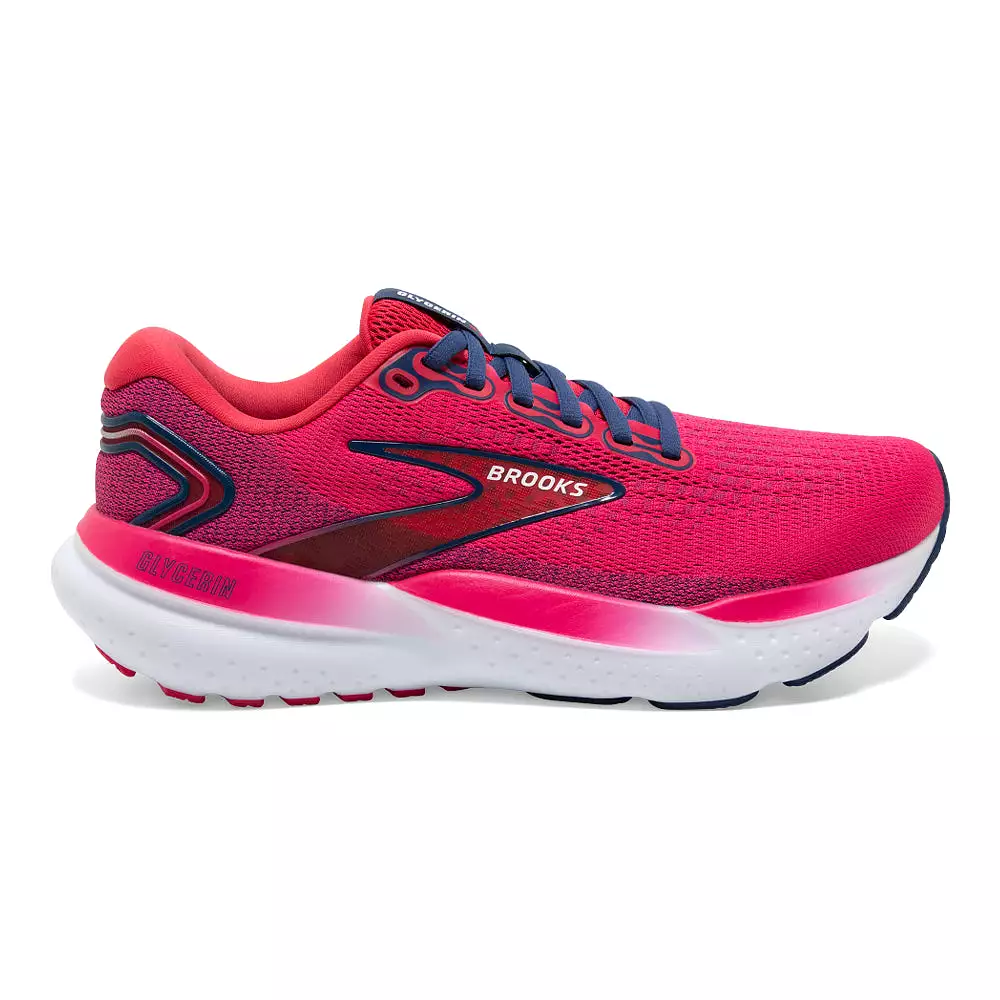 Women's Brooks Glycerin 21, Raspberry/Estate Blue, 10 B Medium