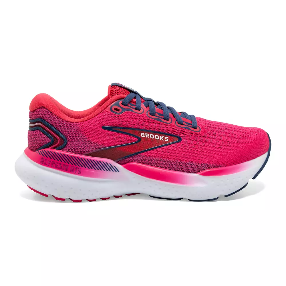 Women's Brooks Glycerin GTS 21, Raspberry/Estate Blue, 7 B Medium