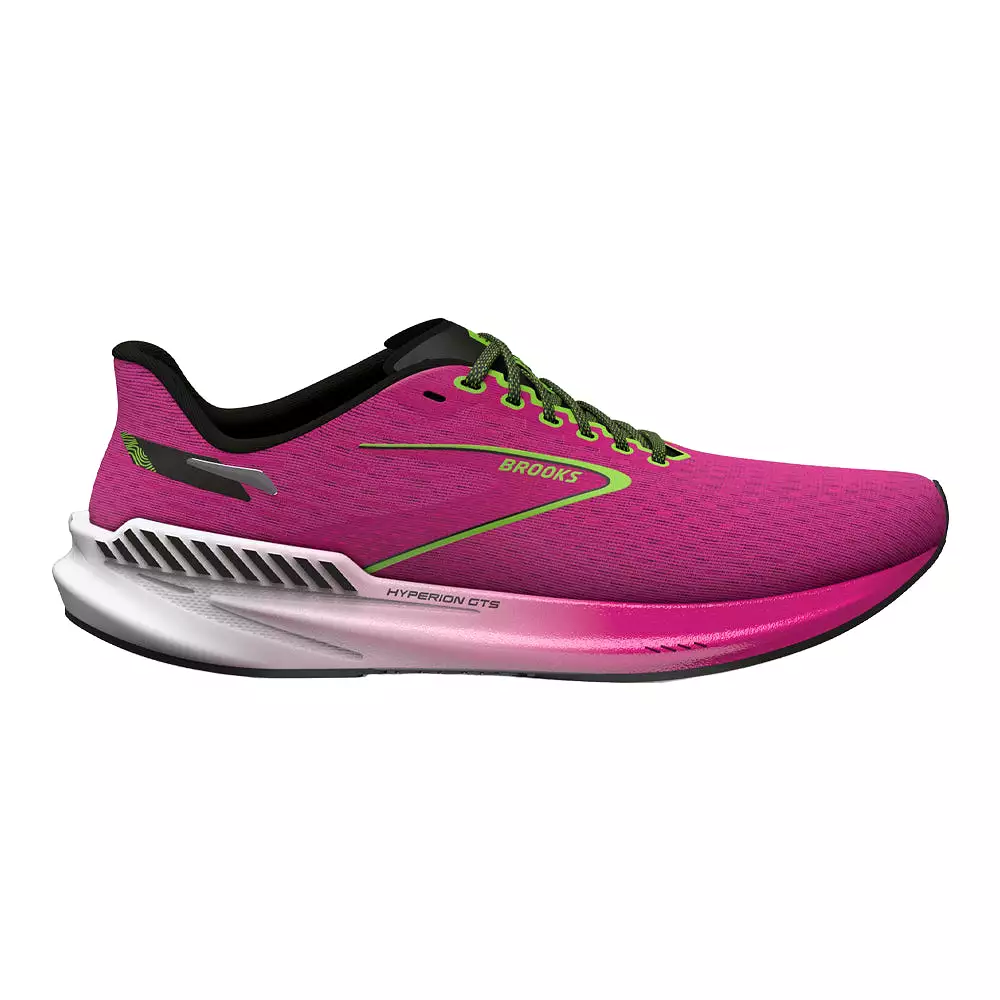 Women's Brooks Hyperion GTS, Pink Glo/Green/Black, 9.5 B Medium