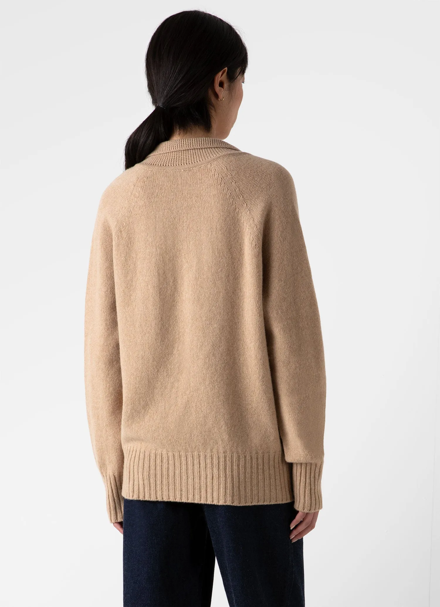 Women's Lambswool Polo Jumper in Light Camel