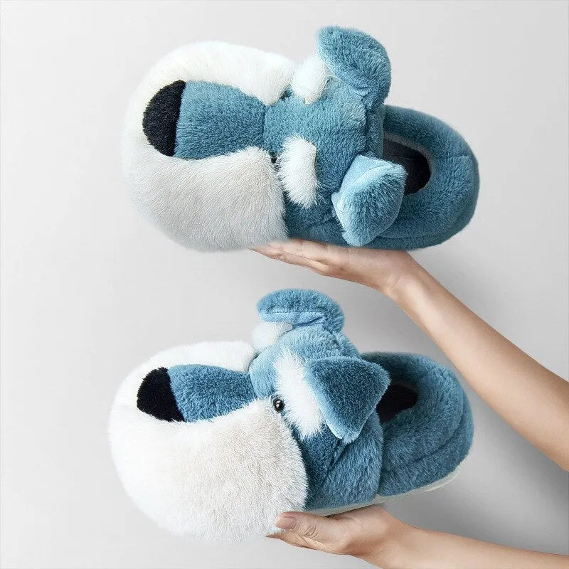 Women's Winter Warm Plush Solid Flat Heel Indoor Cartoon Slippers