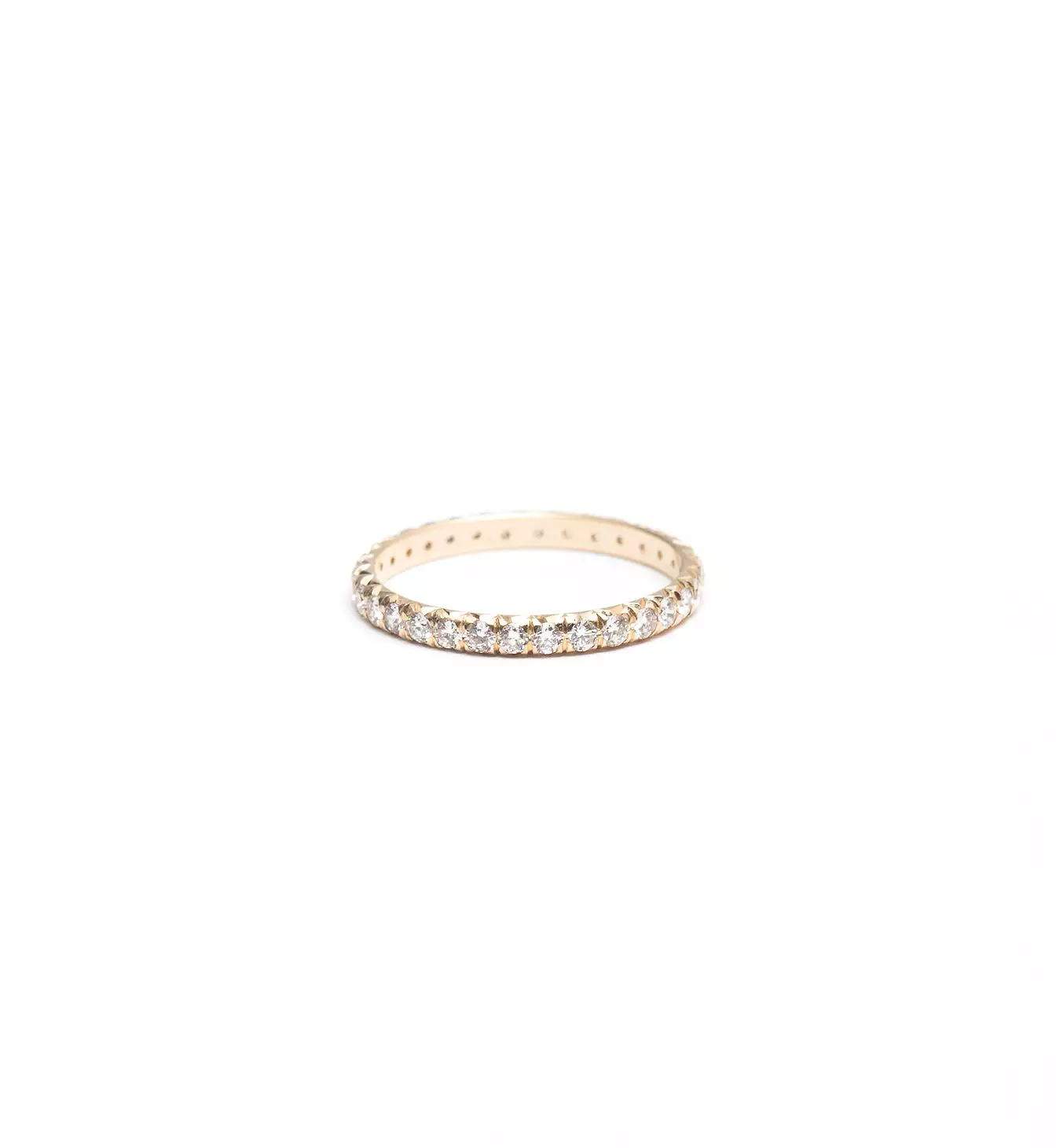 Yellow Gold & White Diamond 2 mm Attelage French-Cut Pavé Band