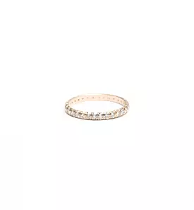 Yellow Gold & White Diamond 2 mm Attelage French-Cut Pavé Band